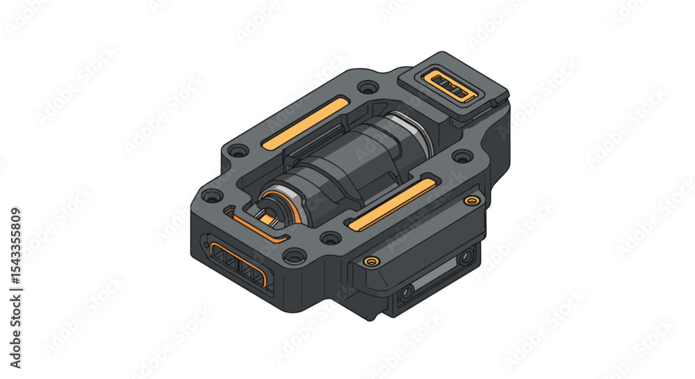 Aufkleber futuristic mechanical component design for technology projects isometric style vector illustration