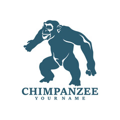 Obraz premium Chimpanzee logo design vector. Silhouette Chimpanzee Template Illustration. Icon Symbol