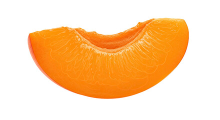 Close-up of a juicy, ripe, and vibrant orange apricot slice on black background