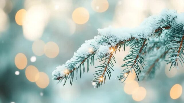 bokhe christmas tree snowfall  lens flar 4k video 