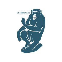 Chimpanzee logo design vector. Silhouette Chimpanzee Template Illustration. Icon Symbol