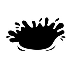 Obraz premium Splash silhouette with droplets. Water drops shapes, liquid burst splashes and ink blot hand drawn vector set of silhouette droplet, drop liquid illustration