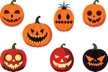 Pumpkin Carving Clipart Set for Halloween. Scary and Funny Pumpkin Carving Faces Collection. Creative Pumpkin Carving Design Elements Pack. Halloween Pumpkin Carving Graphics for Fall. Hand Drawn Pump