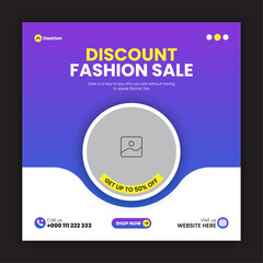 Fashion sale social media post design template or web banner design template