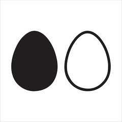 Minimalist Egg Silhouette Vector | Black Egg Icon | Simple Outline and Solid Shape | Isolated on White Background