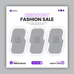 Fashion sale social media post design template or web banner design template