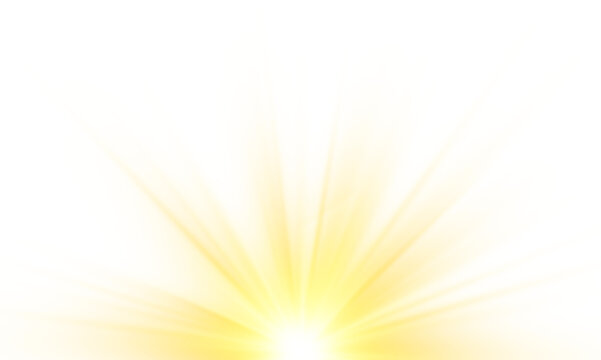 Sunlight with glare effect on transparent background. Superimposition of light, sun rays, transition, light, lens, glare in PNG format. PNG sunlight with light glare .