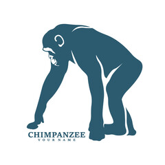 Obraz premium Chimpanzee logo design vector. Silhouette Chimpanzee Template Illustration. Icon Symbol