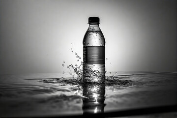 bottle of water with splash water