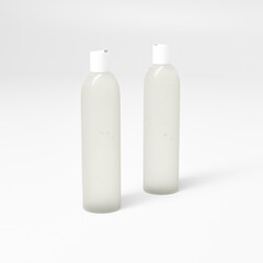 translucent cosmetic plastic bottle with disk top flip cap mockup, white flat disk cap shampoo packaging, round skincare container, round tube squeeze bottle, cylindrical shape bottle