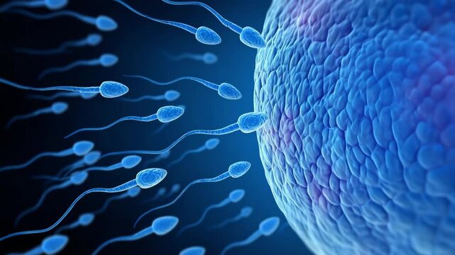 Explore the intricate process of fertilization as sperm navigate towards an egg in the human reproductive system highlighting crucial biological steps and mechanisms involved