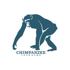 Chimpanzee logo design vector. Silhouette Chimpanzee Template Illustration. Icon Symbol