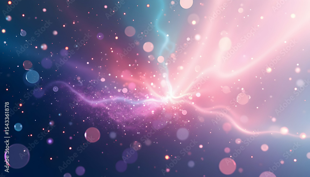 Poster abstract light burst with bokeh and glowing particles