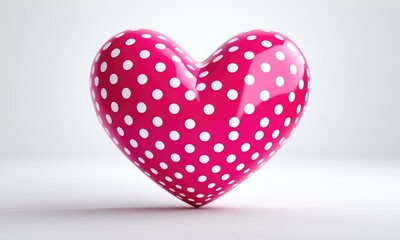 Polka dot heart: vibrant pink love symbol with white dots on a clean background