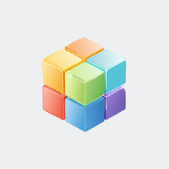 Obraz premium vector Multicolored 3D cubes. Glass iridescent geometric shape, abstract background