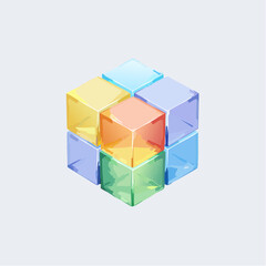 Fototapeta premium vector Multicolored 3D cubes. Glass iridescent geometric shape, abstract background