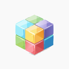 Obraz premium vector Multicolored 3D cubes. Glass iridescent geometric shape, abstract background