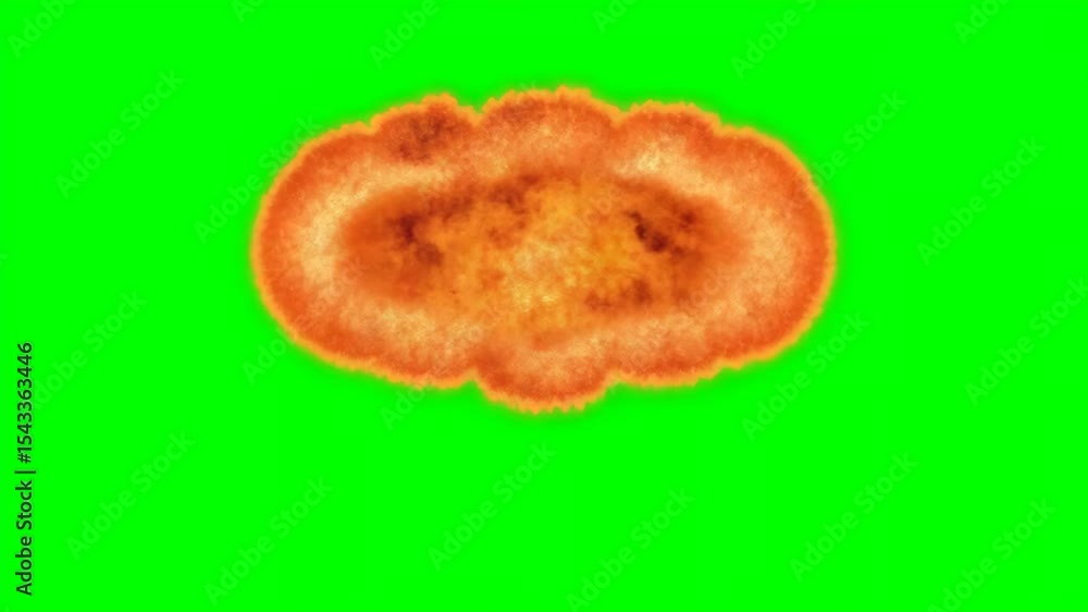 Poster massive fireball bursting with blazing intensity, rapidly expanding across chroma key background, sh