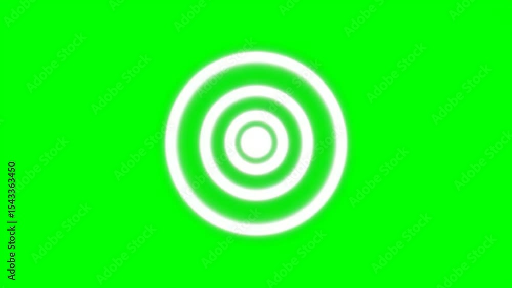 Poster expanding white circular shapes spreading across green background, generating smooth geometric rippl