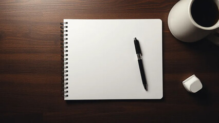 blank notebook and pen flatlays