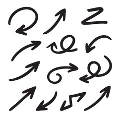 Hand drawn arrows in various directions and styles, perfect for creative projects