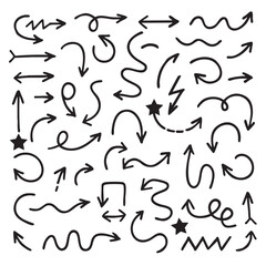 Hand drawn arrows and lines various styles create dynamic pattern, perfect for design projects