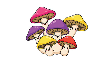 Cute and Colorful Mushroom Characters A Joyful Gathering of Forest Friends