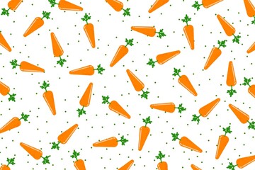 Seamless pattern with colorful confetti or dot and carrots. Bright, orange, happy, fun, birthday, children, kid, summer, celebration, greeting pattern background design