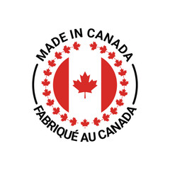 made in canada logo label design with circle maple element	