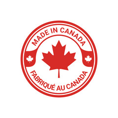 made in canada logo label design with circle maple element	