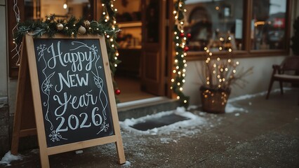 A charming Christmas cafe blackboard sign, perfect for a night business concept