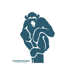Chimpanzee logo design vector. Silhouette Chimpanzee Template Illustration. Icon Symbol