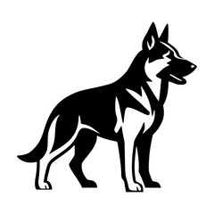 Full length silhouette of a dog. German shepherd