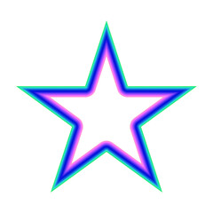 Glowing star outline in neon colors with gradient effect on white background pop culture aesthetics