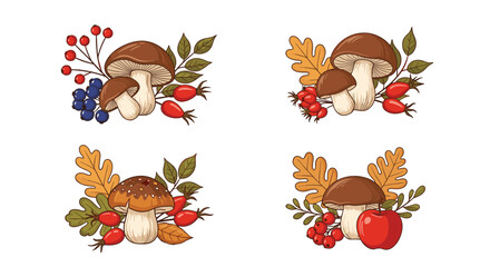 Autumnal Mushroom and Berry Delight A Collection of Nature Inspired Decorations