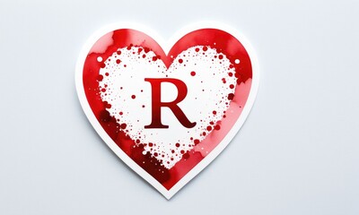 Heart shape with decorative letter r on white background