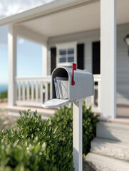 Open mailbox with visible letters and envelopes, symbol of traditional mail and personal communication delivery