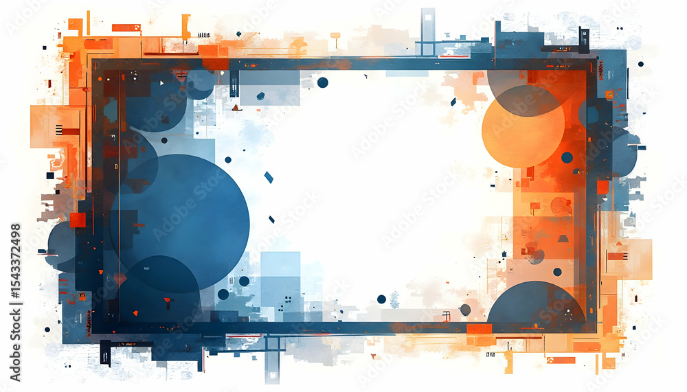 Poster abstract rectangular frame with circles and geometric shapes design