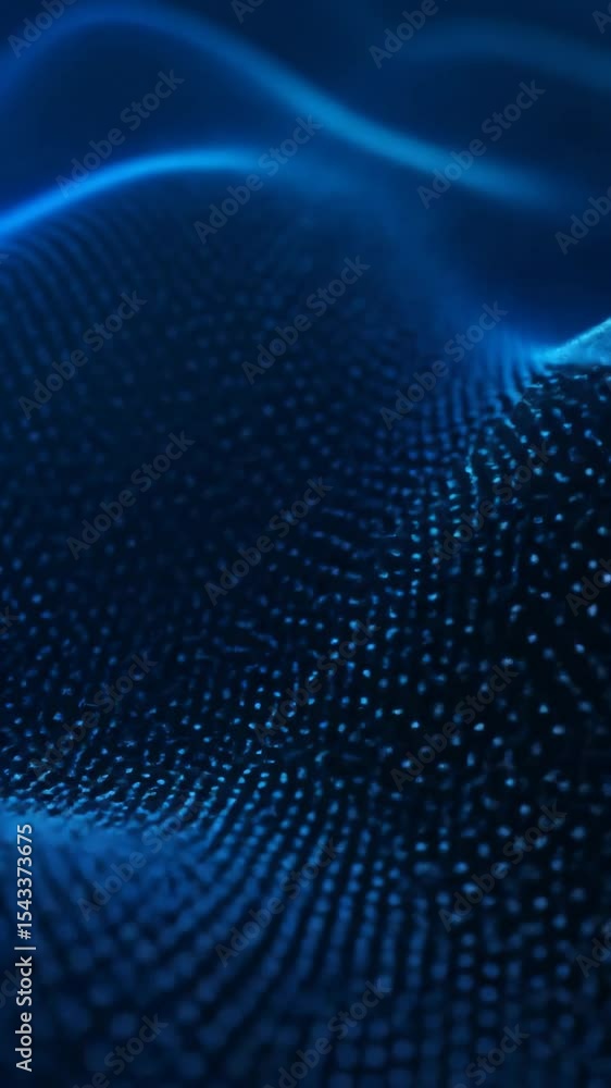 Poster abstract blue digital wave background with particle grid. futuristic technology, data flow, science 