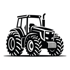 Farm tractor silhouette isolated on white background