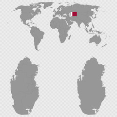 Qatar Map Set with World Location.