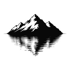 Fototapeta premium Mountain reflection silhouette isolated on white background