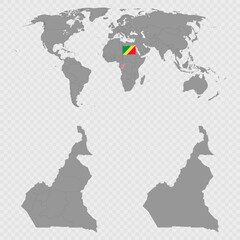 Republic of Cameroon Map Set with World Location.