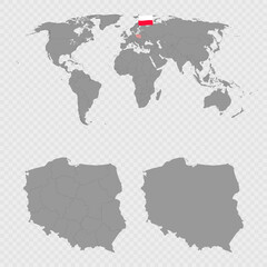 Poland Map Set with World Location.