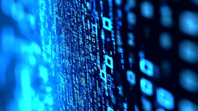 Digital code background in vibrant blue tones
