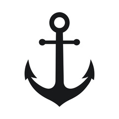 Simple anchor icon silhouette vector symbol for marine, boat, and sea travel.