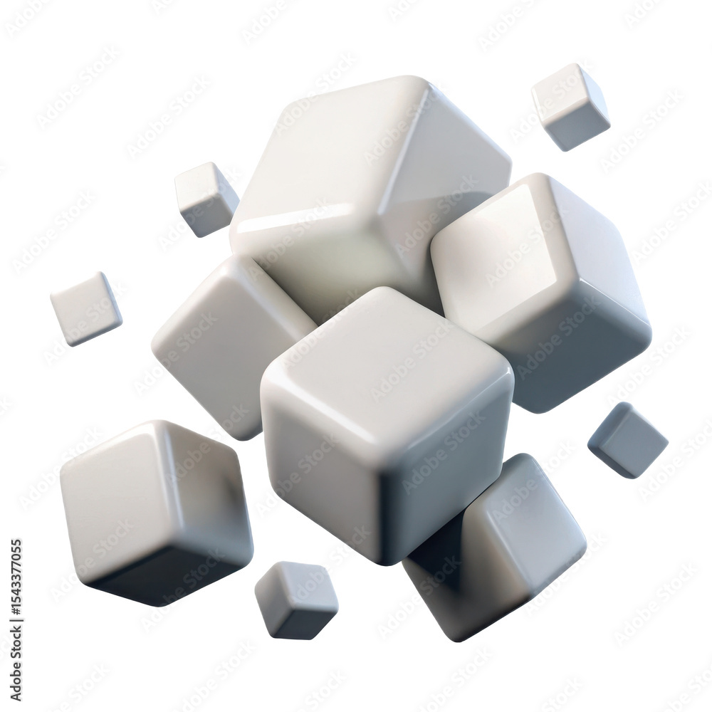 Aufkleber white cubes floating abstract background 3d rendering geometric shapes modern design wallpaper illus