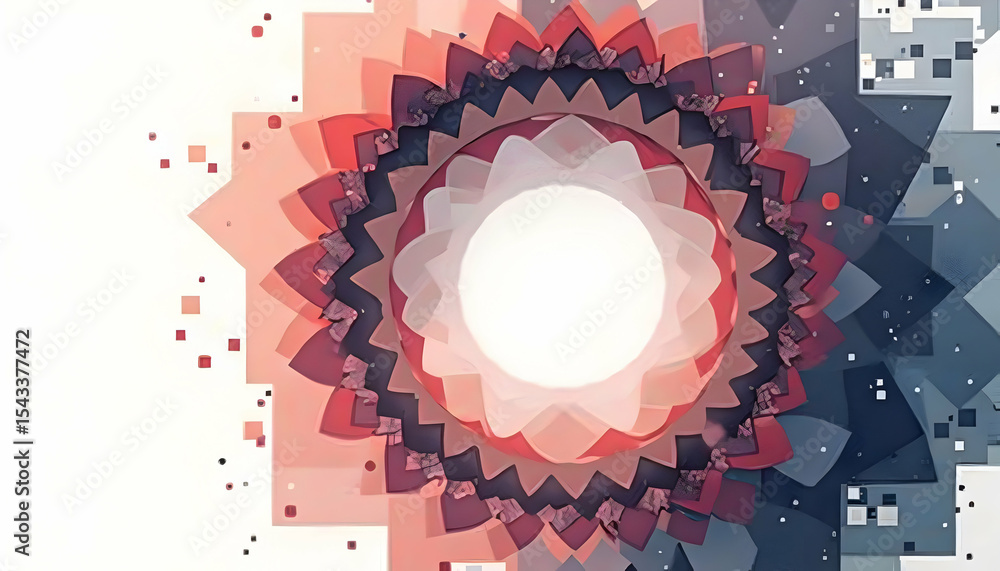 Poster abstract geometric flower design with circular pattern and colorful gradient