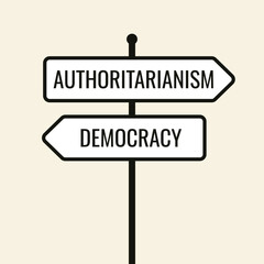 Authoritarianism vs Democracy signpost