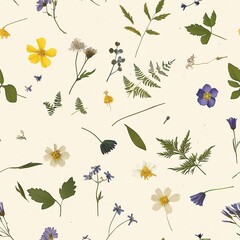 Dried flowers seamless pattern. Floral background.